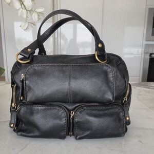 Tod's Black Leather Satchel with Gold-Tone Hardware